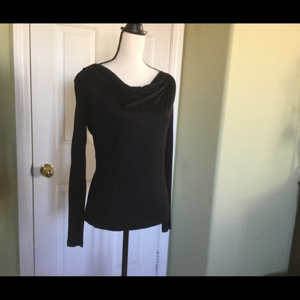 Black Cowell Neck Pullover Blouse